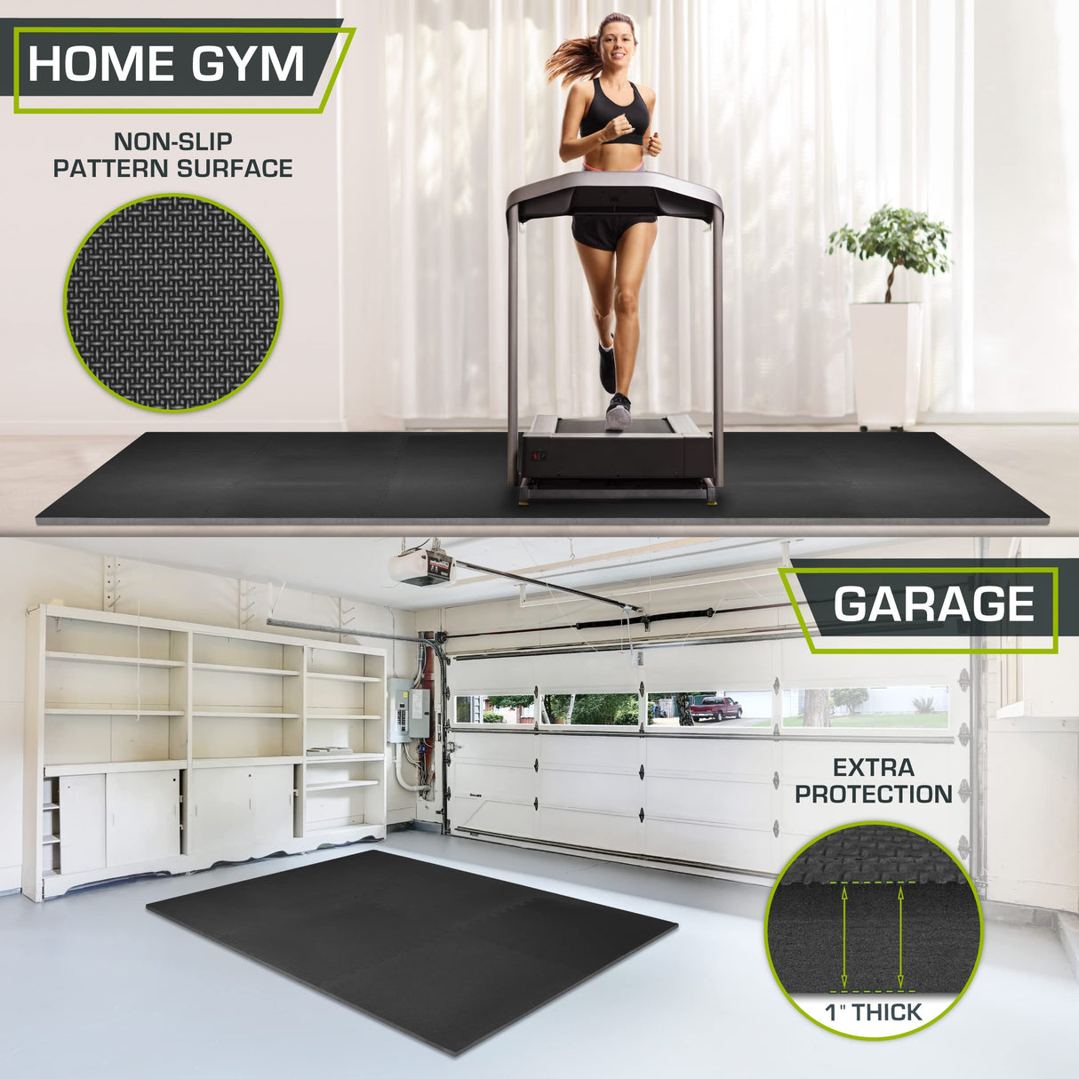 ProsourceFit Extra Thick Puzzle Exercise Mat 1", EVA Foam Interlocking Tiles for Protective, Cushioned Workout Flooring for Home and Gym Equipment, Black 3-Pack ProsourceFit