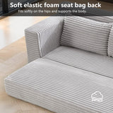 Fefances Loveseat Sofa Bed Boneless Couch, Convertible 2-in-1 Design, Corduroy Fabric - Compact Memory Foam Couch for Small Spaces, Apartments, Home Office & Bedroom （Grey） Fefances