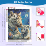 DOMROM White Tiger Diamond Painting Kits for Adults, Tiger Full Drill Diamond Dots Paintings for Beginners, Round 5D Paint with Diamonds Pictures Gem Art Painting Kits DIY Crafts Kits 12x16 inch DOMROM