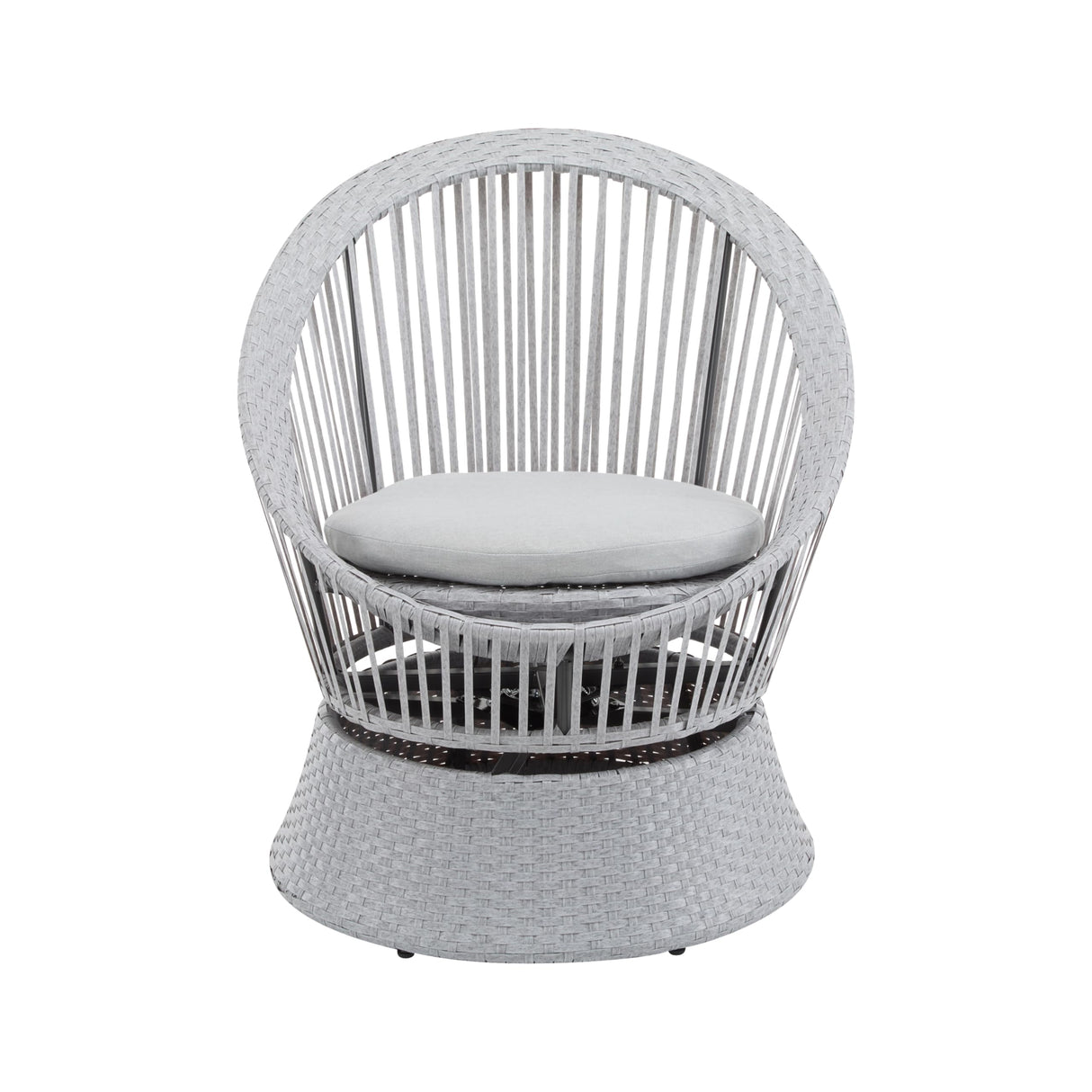 Christopher Knight Home Banes Egg-Shaped Wicker Lounge Chair Outdoor, Iron Frame Egg Chair Outdoor with Removable Cushion, Comfy Reading Chair for Garden Backyard Balcony Poolside, Grey Christopher Knight Home