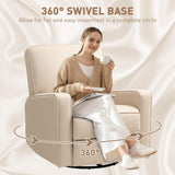 HOMCOM Manual Recliner Chair for Adults, Breathable Fabric Swivel Rocker Recliner with Thick Cushion and Footrest, Adjustable Single Sofa for Living Room, Beige HOMCOM