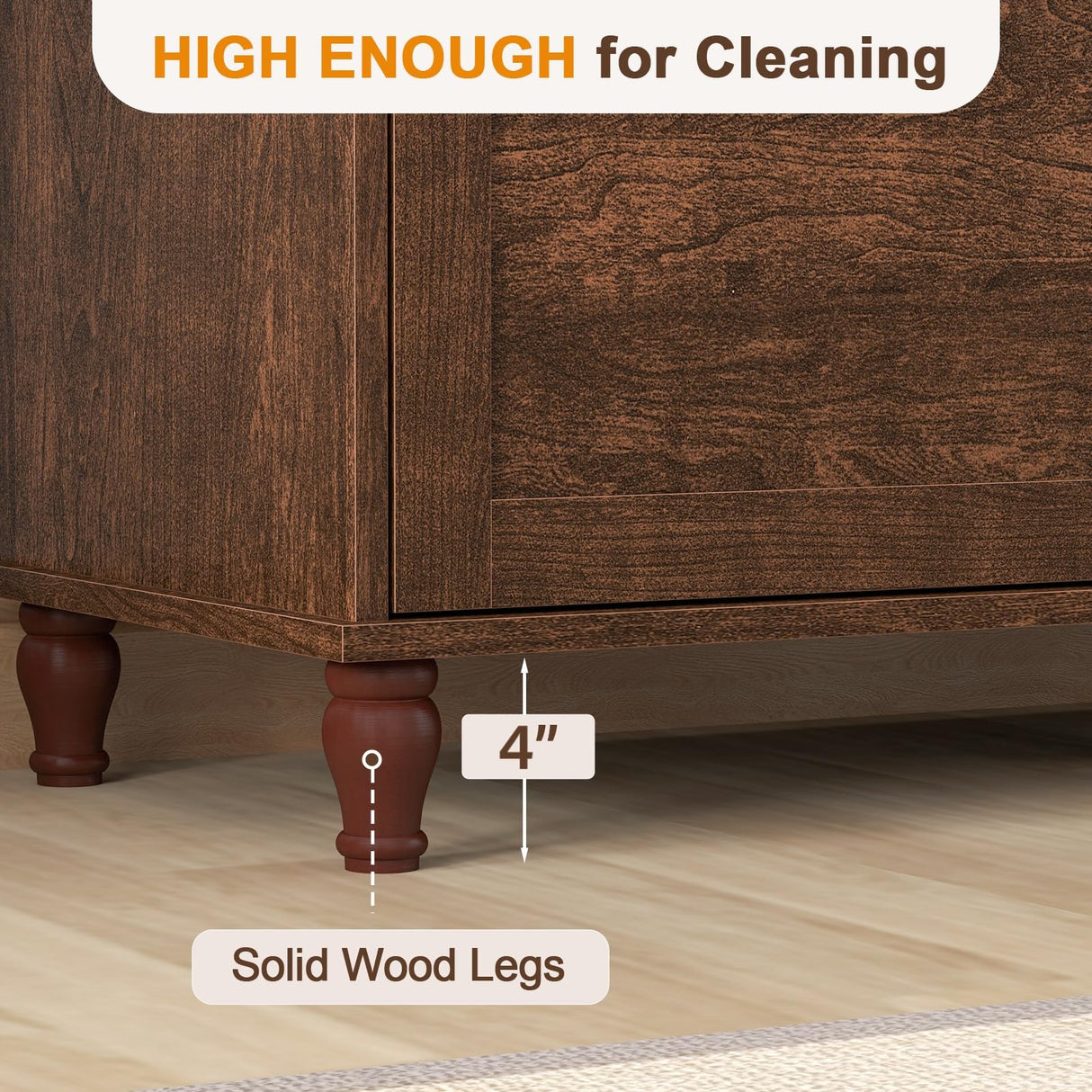 ANJ TV Stand for 75 inch TV, Mid-Century Modern TV Console with Storage Cabinet, Wooden Television Furniture for Living Room, Entertainment Center with Ample Large Storage Space ANJ