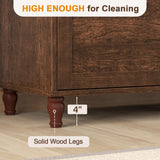 ANJ TV Stand for 75 inch TV, Mid-Century Modern TV Console with Storage Cabinet, Wooden Television Furniture for Living Room, Entertainment Center with Ample Large Storage Space ANJ