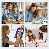 MXJSUA 4 Pack Cute Cartoon Animals Paint by Numbers Kit with Framed Canvas for Ages 6-12 Kids, Paint by Numbers Kits for Children Beginners, Acrylic Oil Painting for Home Wall Decor Gift (8x8 inch) MXJSUA