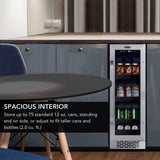 Whynter BBR-638SB Built-in Under Counter 12 inch Beverage Refrigerator and Cooler, Fridge with Glass Door, 2.0 Cubic Feet, Stainless, 75 Capacity, Can Whynter