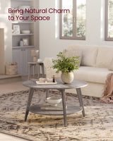 VASAGLE Round Coffee Table, 2 Tier Coffee Table with Storage, for Living Room, 31.5 x 17.7 Inches, Easy to Assemble, Heather Greige ULCT243K02 VASAGLE