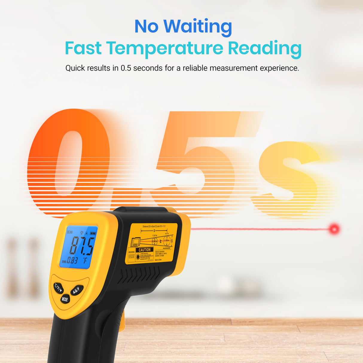 Etekcity Infrared Thermometer Laser Temperature Gun 774, Meat Food Candy Oven Thermometer for Griddle Accessories, Heat Gun for Cooking Refrigerator Tools, Yellow, -58°F to 842°F Etekcity