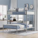 Harper & Bright Designs Twin Over Full Metal Bunk Bed with Desk, L Shaped Bunk Bed with Ladder and Quality Slats for Bedroom- Silver Harper & Bright Designs