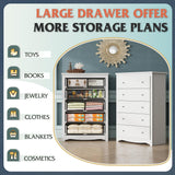 WLIVE White Wood Dresser with 5 Drawer, Cabinets Dressers Wood Dresser Cabinet, Organizer Drawers for Bedroom, Living, Hallway, Measuring 15.7" W*31.4" D*45.3" H WLIVE