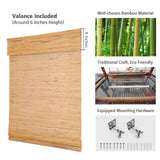 Artdix Bamboo Roman Shades, Cordless Walnut Custom Blackout Room Darkening Woven Wood Shades, Natural Bamboo Window Shades for Indoor Windows Artdix