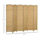 HOMCOM Room Divider, 6 Panel Folding Privacy Screen, 5.6' Tall Freestanding Wall Partition for Home Office, Bedroom, Nature Wood HOMCOM