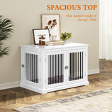 PUPETPO Furniture Style Dog Crate with Cushion, Dog Kennel Medium, Dog Crates, Dog Cage for Small and Medium Dogs, Decorative Dog Kennel with Flip-top Plate, Chew-Proof Metal Bars, White PUPETPO