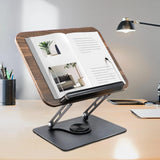New Upgrade Book Stand for Reading, Book Holder with 360° Swivel Base, Adjustable Height & Angle Cookbook Stand, Foldable Recipe Book Holder for Kitchen, Textbook, Music Stand, Lightweight & Portable GYINGS
