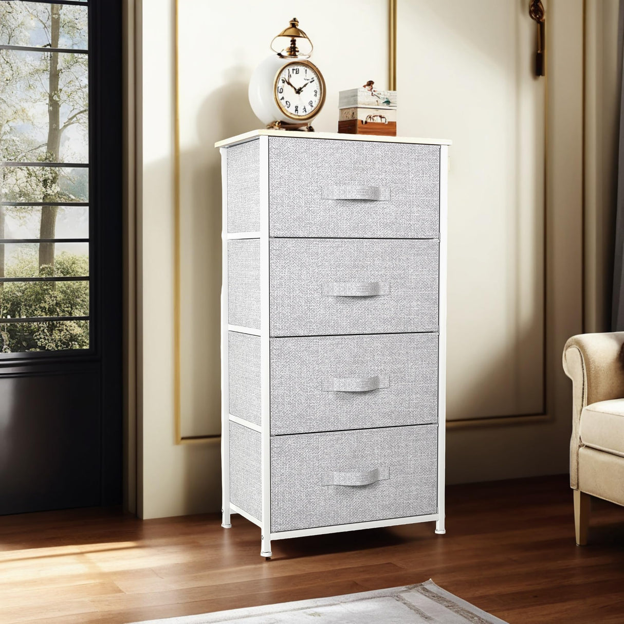YITAHOME Dresser with 4 Drawers - Fabric Storage Tower, Organizer Unit for Bedroom, Living Room, Hallway, Closets - Sturdy Steel Frame YITAHOME