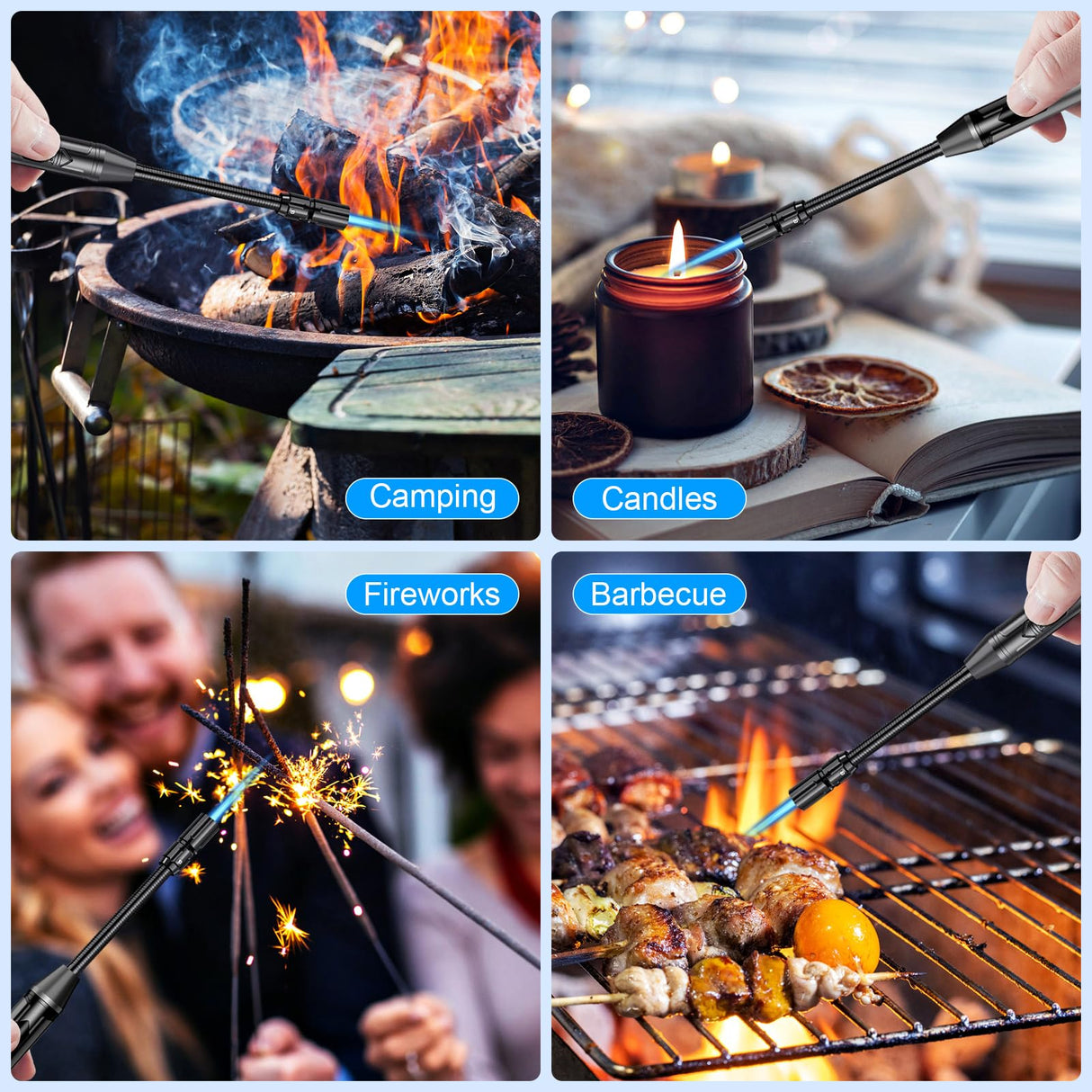 TOPKAY Torch Lighter Refillable Butane Lighter Long Flexible Neck Multipurpose Lighter for Candles Grill BBQ Fireplaces Kitchen Camping (No Prefilled) TOPKAY