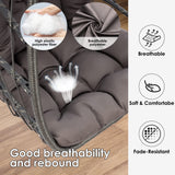 XIAO WEI Egg Chair with Stand - Patio Rattan Wicker Hanging Swing Egg Chair Hammock Chair for Indoor Outdoor Bedroom Garden - Aluminum Steel Frame and UV Resistant Cushion 350LBS Capacity (Dark Grey) XIAO WEI
