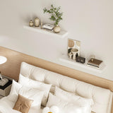 INNOD 24" Floating Shelves for Wall, Wall Mounted Wood Shelves for Bathroom, Bedroom, Living Room, Kitchen, Hanging Shelf with Invisible Brackets for Storage,Books,Home Decor (White,Set of 2) INNOD