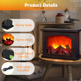 Fireplace Lanterns Decorative,Small Fake Fire Place,Flame Effect LED Fire Lamp,Battery Operated USB Charge Portable Fireplace,Indoor Outdoor Christmas Decoration (No Heater Function Black) WLHONG