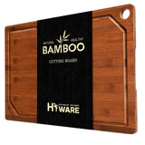Hiware Wood Cutting Boards for Kitchen, Heavy Duty Bamboo Cutting Board with Juice Groove, Bamboo Chopping Board Set for Meat, Vegetables - 18" x 12" HIWARE