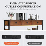 Keelian 47" Entryway Table with Outlets: Console Table with 3 Wood Drawers and Storage Shelves, USB Ports, LED Light Strip for Sofa, Living Room, Hallway, Foyer, Couch, TV and Aquarium Stand Keelian