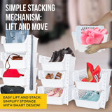 Skywin TidyFriend Stackable Storage Bins for Pantry, 4 Pack Stackable Bins For Organizing Food, Kitchen, and Bathroom Essentials (White) Skywin