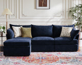 ABCASA Modular Sectional Sofa, L Shaped Couch Set for Living Room, 3-Seater Comfy Cloud Couches with Movable Storage Ottoman,DIY Combination,1400lb Capacity - Chenille Blue ABCASA