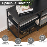 VECELO TV Stand with Mount and Power Outlet, Height Adjustable Entertainment Center with Storage Shelves for 32/55/65/70/75 inches Televisions, Console Table for Living Room, Bedroom, Matte Black VECELO