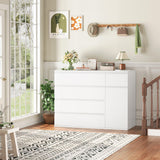 FOTOSOK White Dresser with 19.5'' Deeper Depth, White Chest of Drawers Modern Dresser for TV Stand, Nursery Dresser Wide Storage Chests of Drawer with Door, Deep Drawers and Wide Storage Space FOTOSOK