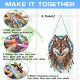 VAIIEYO Wolf Diamond Painting Hanging, Animal Diamond Painting Suncatchers Double Side Window Hanging Kit with Chain, 7.5x7.5 inch Crystal Pendant Art Craft for Gift Home Wall Front Door Decoration VAIIEYO