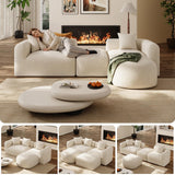 OUYESSIR Modern Oversized Curved Sectional Sofa for Living Room, 119" Luxury Plush Chenille Convertible Modular Sectional Sofas with Ottoman,Minimalist L-Shape Curved Cloud Couch, Cream White OUYESSIR