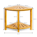 Sorbus Bamboo Shower Stool - Corner Bath Bench - Waterproof Wood Chair for Inside Shower - Bathtub Seat with Shelf for Shaving Legs - Small Corner Step Stool Foot Rest for Bathroom Bamboo Side Table Sorbus