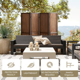 Leesinwing 4 Panel Room Dividers and Folding Privacy Screens, 5.6Ft Wooden Pegboard Display, Privacy Dividers for Bedroom, Portable Dispxlay Board Organizer for Store, Jewelry Display, Dark Brown Leesinwing