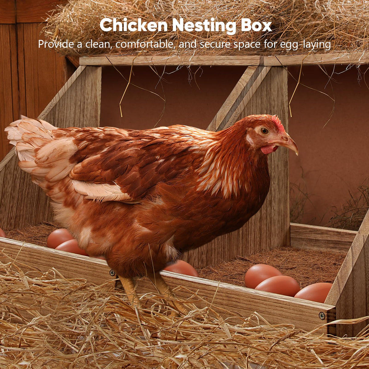 Chewoof 2 Pack Chicken Nesting Box, Wooden Chicken Coop, Chicken Coop Accessories, Chicken Laying Nest Box for Poultry Farm, Poultry Nesting Boxes with Nest Box Pads Chewoof