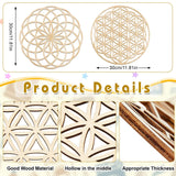 Taiyin 6 Pcs 12 Inch Sacred Geometry Wood Wall Art Set Zen Metatron Cube Home Decor Sri Yantra Merkaba Torus Flower of Life Hanging Sculpture Wooden Crystal Grid Pagan 7 Chakra Wall Decor(Burlywood) Taiyin