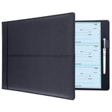Antner 7 Ring Business Checkbook Binder for Business Checks, 600 Checks Capacity, PU Leather Check Binder with Zipper Pouch, Executive Check Book Binder Holder Portfolio for 9 x 13 Sheets, Black Antner