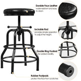 Yaheetech Industrial Bar Stools Vintage Counter Height Bar Stool with Round Faux Leather Seat Metal Stool Adjustable Kitchen Stool 21.5-28 Inch Tall Black, 1PCS Yaheetech