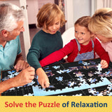 Jigsaw Puzzle Mat Roll Up Fits 2000 1500 1000 Pieces Puzzles, Large Pad Portable Table Non-Slip Board Saver Mats with 2 Sorting Trays, Inflatable Tube, 3 Straps, Keeper Storage Bag, Adults Kids Gifts Genovega