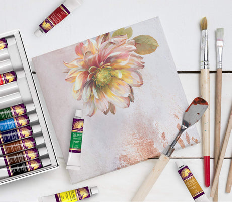 MyArtscape Oil Paint Set - 12 x 12ml Tubes - Lightfast - Heavy Body - Oil-based Vibrant Colors - High Pigment Load - Non-fading - Artist Quality Painting Supplies - Professional Craft Paints MyArtscape