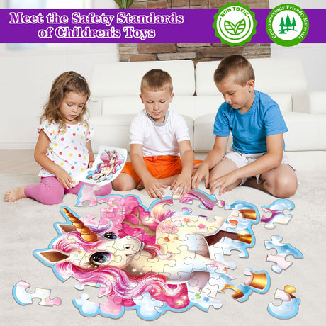 45pcs Shimmery Unicorn Floor Puzzles for Kids Ages 3-5, Jumbo Jigsaw Puzzles for Kids Unicorn Puzzle for Toddlers Age 3+ Year Olds, Unicorn Toy Gifts for Girls (Size: 28 '' x 33 '') Aliex