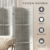 HOMCOM Room Divider, 6 Panel 67" Tall Wood Privacy Screen with 3 Display Shelves, and Folding Storage for Bedroom or Home Office, Distressed White HOMCOM