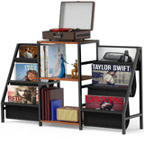 sugitek Record Player Stand,Vinyl Storage with 6-Tier Up to 280 Albums CDs, Record Holder Display Shelf for Living Room,Bedroom,Record Cabinet for Media Stereo Audio（Black） sugitek