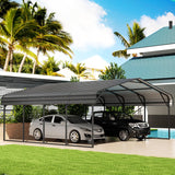 EBE 20' x 20' Metal Carport, Outdoor Heavy Duty Carport with Galvanized Steel Roof and Enhanced Metal Frame Structure, Garage Car Shelter Shade for SUV Trucks and Boats EBE