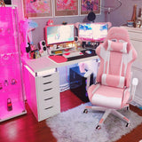 Homall Gaming Chair, Office Chair High Back Computer Chair Leather Desk Chair Racing Executive Ergonomic Adjustable Swivel Task Chair with Headrest and Lumbar Support (Pink) Homall