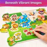 SYNARRY Wooden Puzzles for Toddlers 1-3, 6XSET Puzzles for Toddlers 2-4 with Rack, Learning Alphabet Number Shape Animal Dinosaur Vehicle, Education Toddler Puzzles Toys Gifts for 2 3 Years Boys Girls SYNARRY