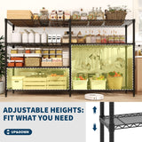 PeacefulHues 4 Tier Storage Shelving Unit Metal Shelves 70.8" W Wire Shelving, 59" H L-Shaped Pantry Shelves Kitchen Storage Shelves for Home Commercial Garage Heavy Duty, 70.8" W x 59.4" H x 15.7" D PeacefulHues