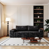 71" Small Couches for Small Spaces, Memory Foam loveseat Corduroy Couch in a Box, Compressed Boneless Sofa for Living Room Bedroom, Apartment Furniture, No Assembly Required, Black JINGLING