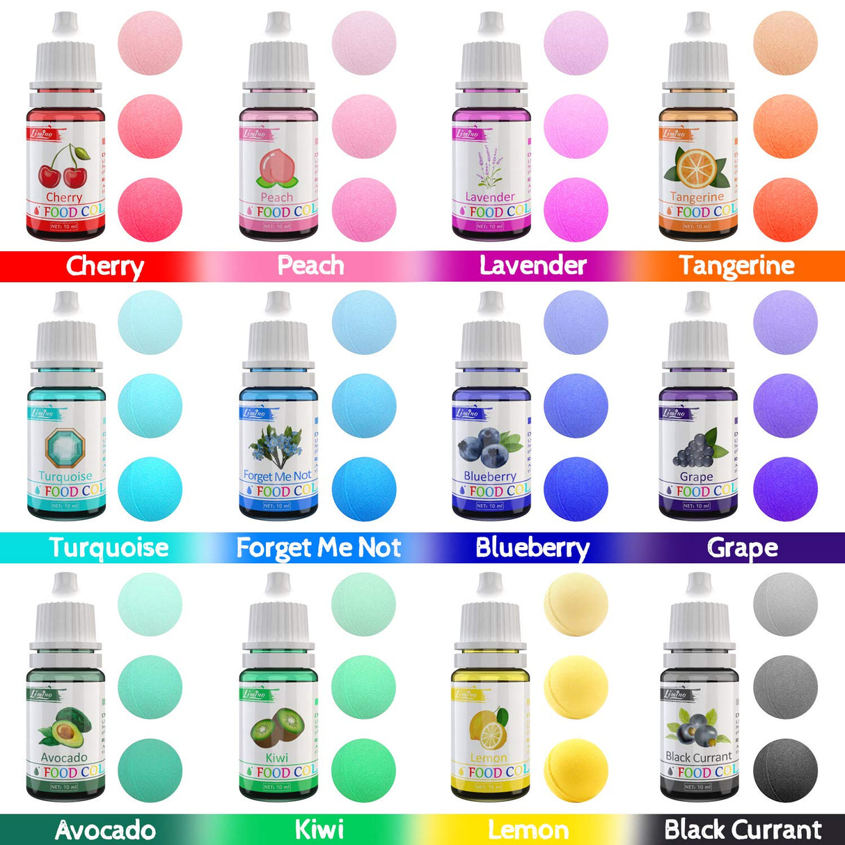 12 Pieces Bath Bomb Mold Set with 12 Soap Dye, Shrink Wrap Bags - DIY Bath Bombs Making Supplies Kit - Food Grade Skin Safe Bath Bomb Dye for Soap Coloring, Crafting Fizzles - with Instructions Limino