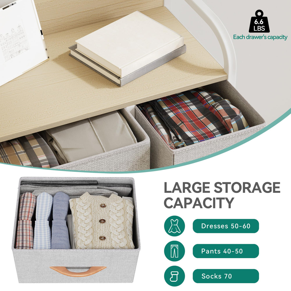 YITAHOME Dresser with 7 Drawers - Fabric Storage Tower, Organizer Unit for Bedroom, Living Room, Hallway, Closets - Sturdy Steel Frame, Wooden Top & Easy Pull Fabric Bins YITAHOME