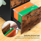 HOOBRO 3-Drawer File Cabinet, Wooden Under Desk Filing Cabinet, fits A4/Letter Size for Home Office, Small Rolling File Cabinet, Printer Stand, Hanging File Folders, Rustic Brown and Black BF02WJ01G1 HOOBRO