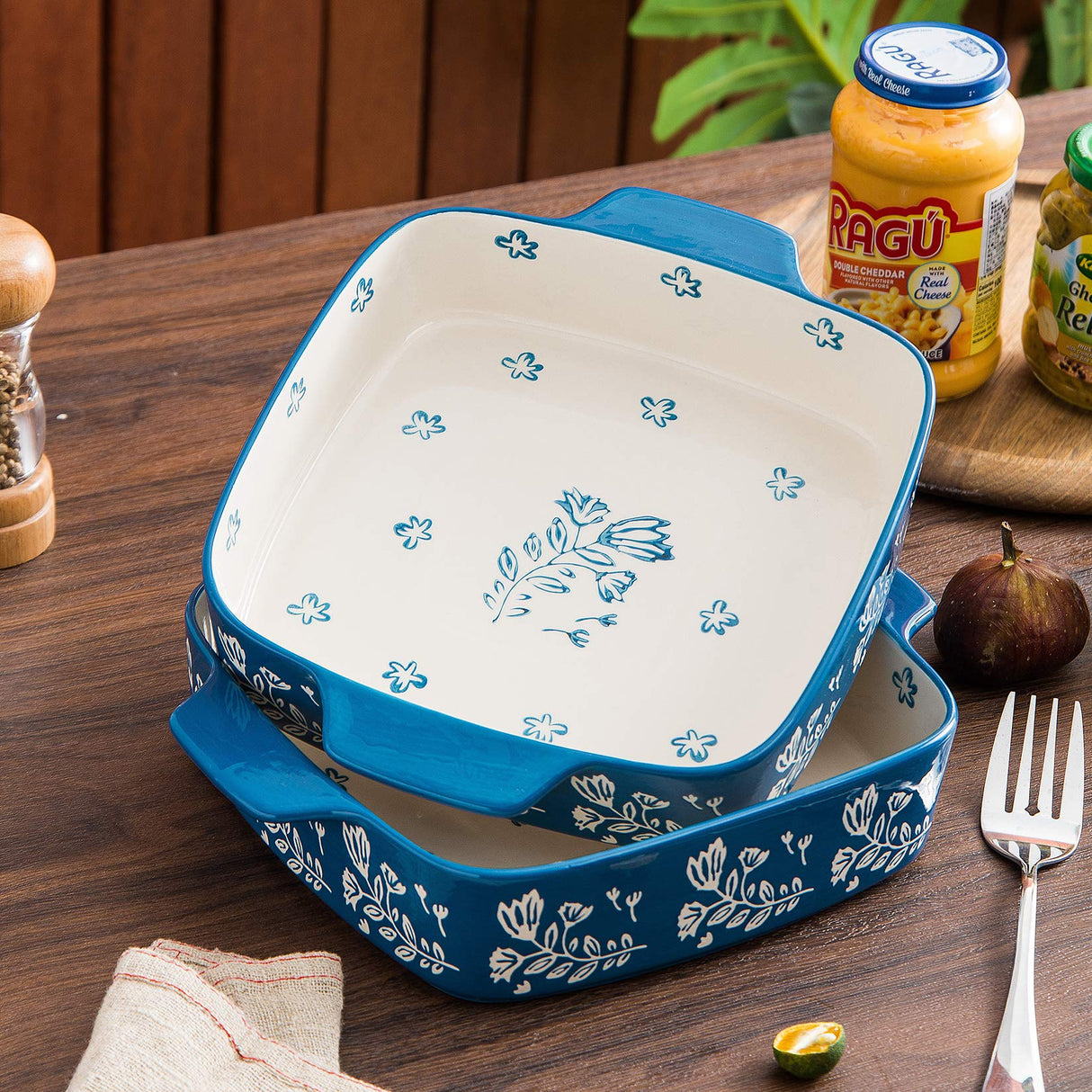 Wisenvoy Baking Dish Ceramic Brownie Pan 9x9 Baking Pan Casserole Dish Lasagna Pan Square Rose Dish Pan Bakeware Sets Wisenvoy